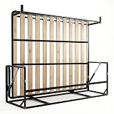 TooCust Queen Horizontal Murphy Bed Frame Kit, DIY Wall Bed with Steel Platform, Wood Slats, Two-Stage Gas Springs, Wall &amp; Floor Anchors, Fits Mattresses up to 12 Inches
