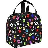 VIELEGELD Dog Lunch Bag, Reusable Insulated Lunch Box Large Capacity Meal Tote for Kids Women Men Cooler Bag, Durability of Zippered Lunch Tote for Work School Picnic Travel, Dog Paws…