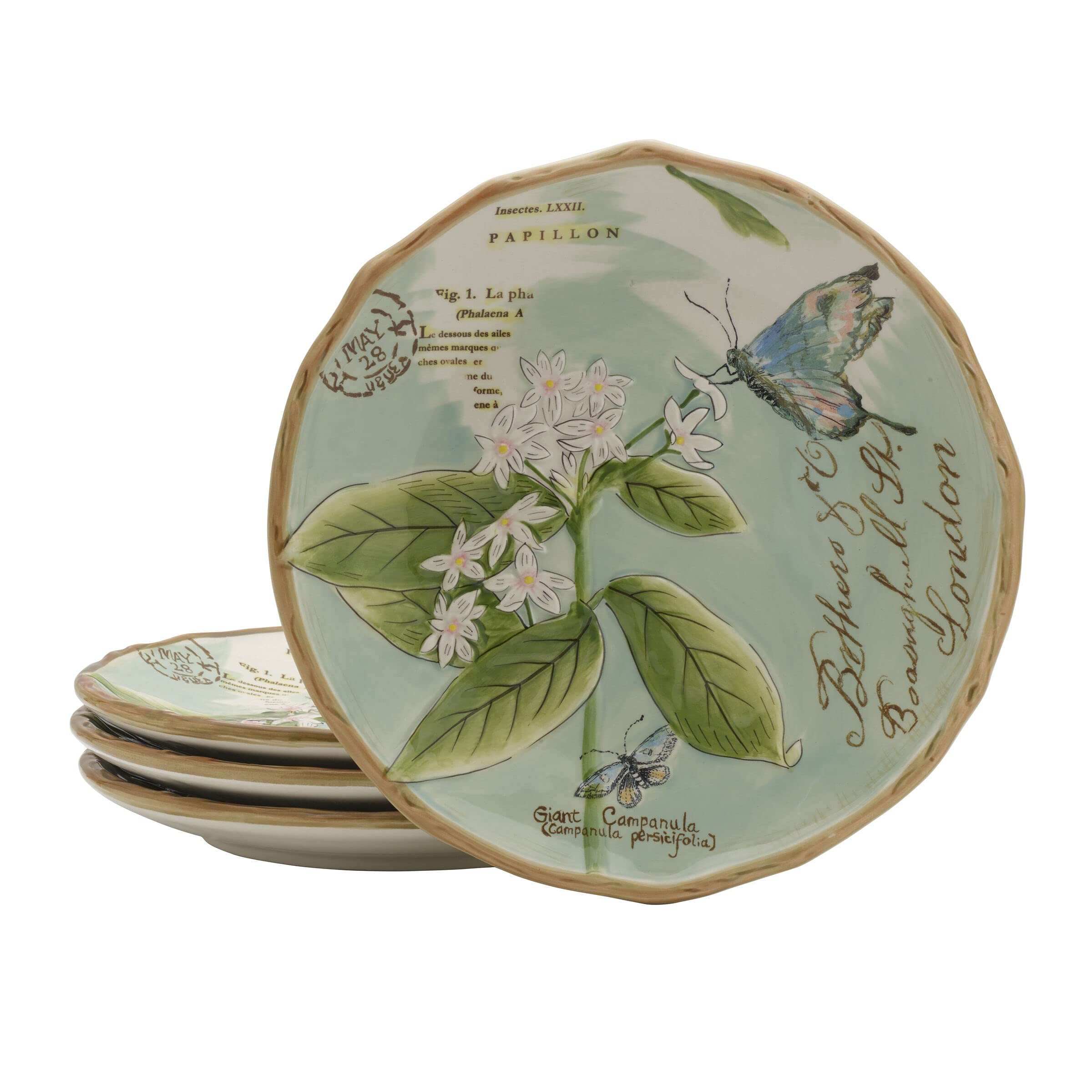 Fitz and Floyd Toulouse Accent Salad Plates, Set of 4, 9-Inch, Green