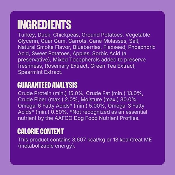 WELLNESS REWARDING LIFE SOFT DOG TRAINING TREATS, NATURAL, GRAIN FREE, TURKEY AND DUCK RECIPE, 6 OZ BAG