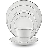 Lenox Opal Innocence Bone China 5-Piece Dinnerware Set for 1 | dishwasher safe | chip resistant, plates and bowls sets for kitchen and dining, dish set, dishes | 6oz