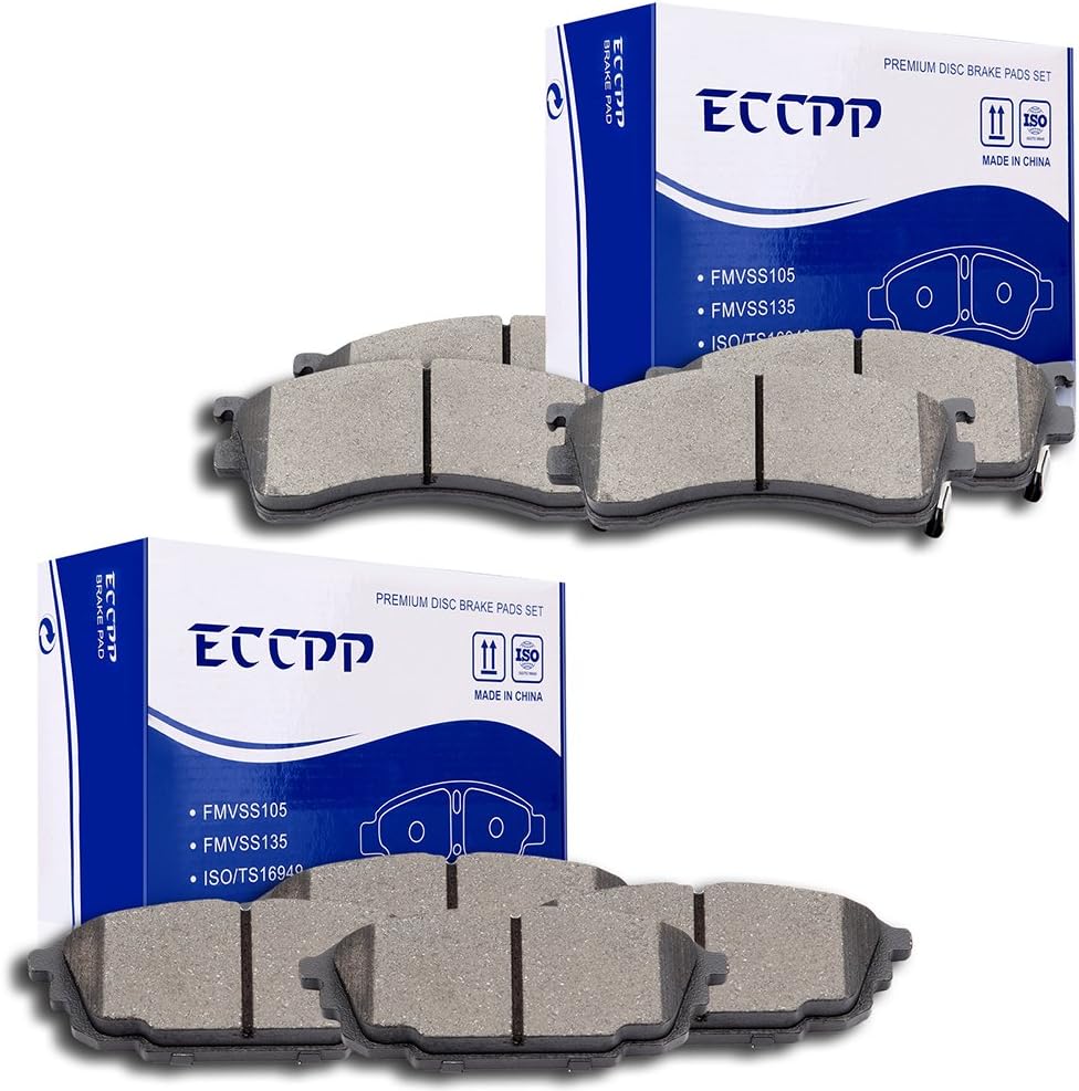 Brake Pads, ECCPP 8pcs Ceramic Disc Brake Kits fit for 2001