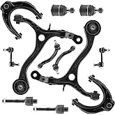 Front Upper &amp; Lower Control Arm w/Ball Joint for Honda Accord 2008-2012, Sway Bar + Tie Rods, 12Pcs Suspension Kit K620614 K620615 K90456 K90457 ES800459 ES800460 EV800461 K500081 K641112 K641113
