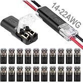 Double Wire Plug in Connector for 14-22 AWG, Flame-Retardant Locking Wire Quick Connectors, 2 Pin Led Connector No Wire Stripping Cutting, Low Voltage Light Led Strip connectors (20PCS)