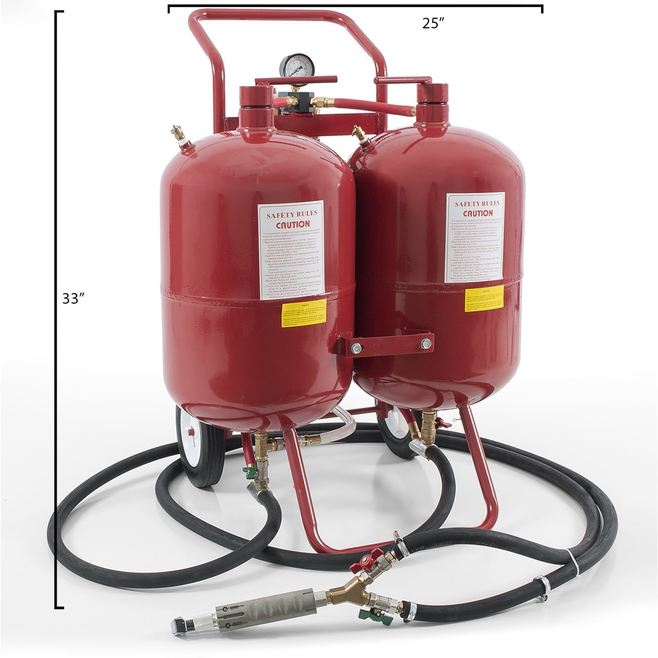 100lb Dual Media Tank Sand Blaster Baking Soda Blasting Abrasive