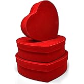 Gift Boutique - Valentine's Day Heart Shaped Gift Boxes 3 Pack Red Velvet Valentine Hearts Treat Box with Lids Valentines Nesting Cardboard Cookie Box for Giving Decorative Gift, Wrapping & Packaging