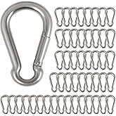 50Pcs 2” Safety Spring Snap Hook, Yision M5 3/16”Carabiner Quick Link Snap Hooks for Camping Hiking, 176LBS Holding Capacity Heavy Duty Steel Carabiner Clip Buckle for Swing Hammock Gym Outdoor