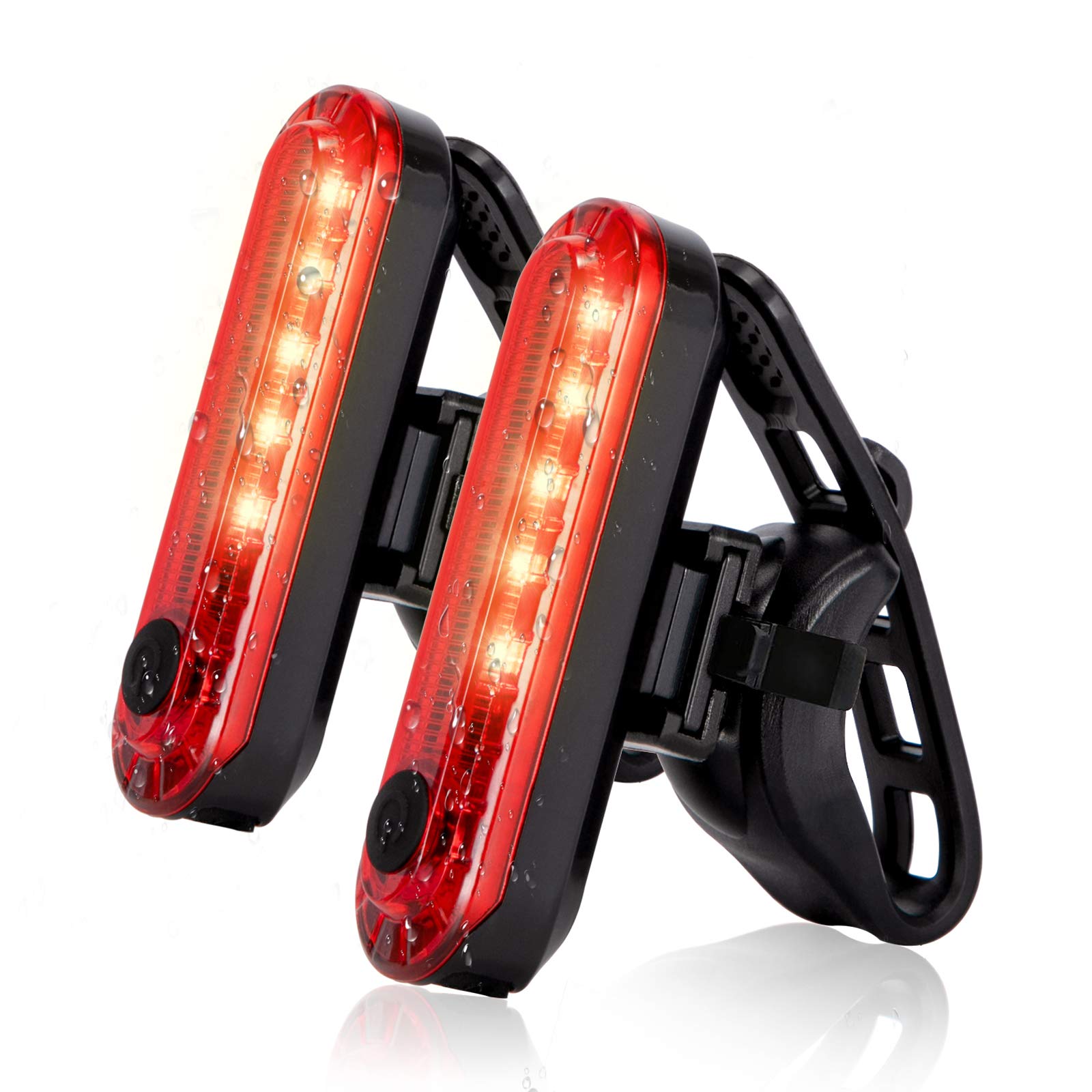 Wastou Rear Bike Light, Powerful USB Rechargeable LED Bike Tail Light 2 Pack with 4 Modes, Bike Back Light IPX4 Waterproof Bicycle Taillight Combinations Helmet Safety Warning LED Mountain Tail Lamp