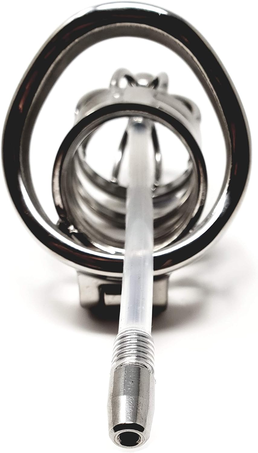 Bondage Masters Chastity Cage Male Chastity Device with Removable Urethral Tube, Black - Image 4