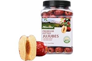 NatureBliss Premium Jujube Pitted Dates, Sun Dried Dates Fruit Snacks, Chinese Red Dates (Hong Zao), No Added Sugar, Non-GMO, Sweet Dried Jujube Fruit for Salad，Brewing Tea, Soup, Baking, Oatmeal, Large-size Jujubes (13 OZ / Pack of 1)