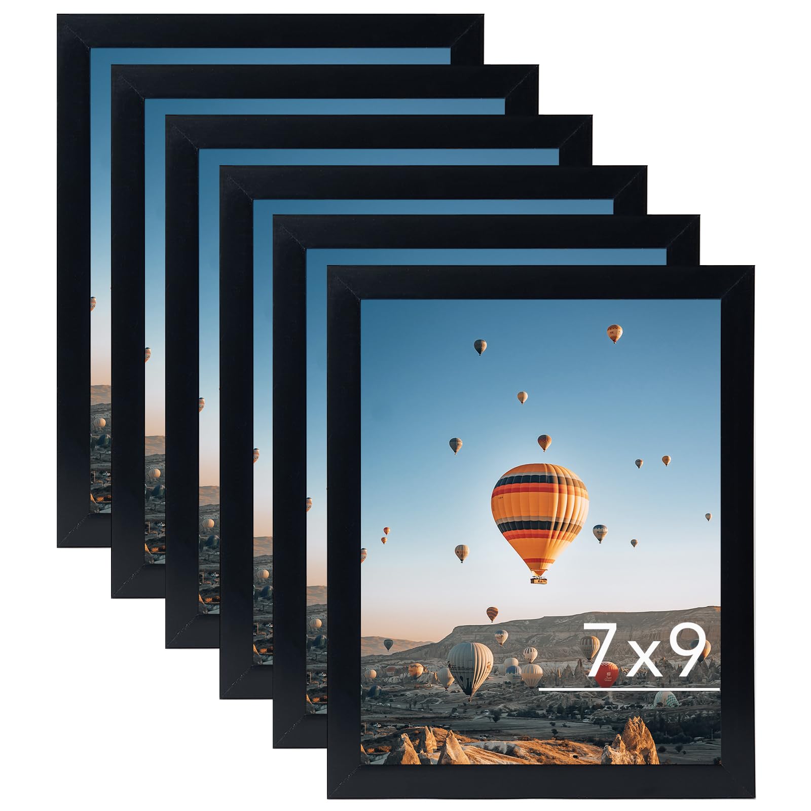 JCJMY 7x9 Picture Frame Set of 6 Black for Wall