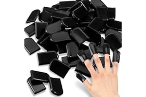 Loopeer 50 Pcs 0.94 x 1.57'' Tanning Finger Tips UV Protection Nail Protector Polish Protector for Fingers PVC Covers Gel Nail Remover Caps Sleeves for Tanning Beds UV Rays(Black)