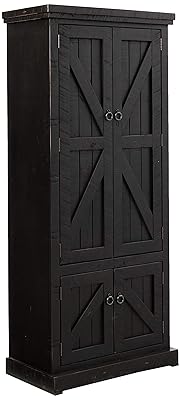 American Heartland Rustic Double Door Pantry, Antique Black