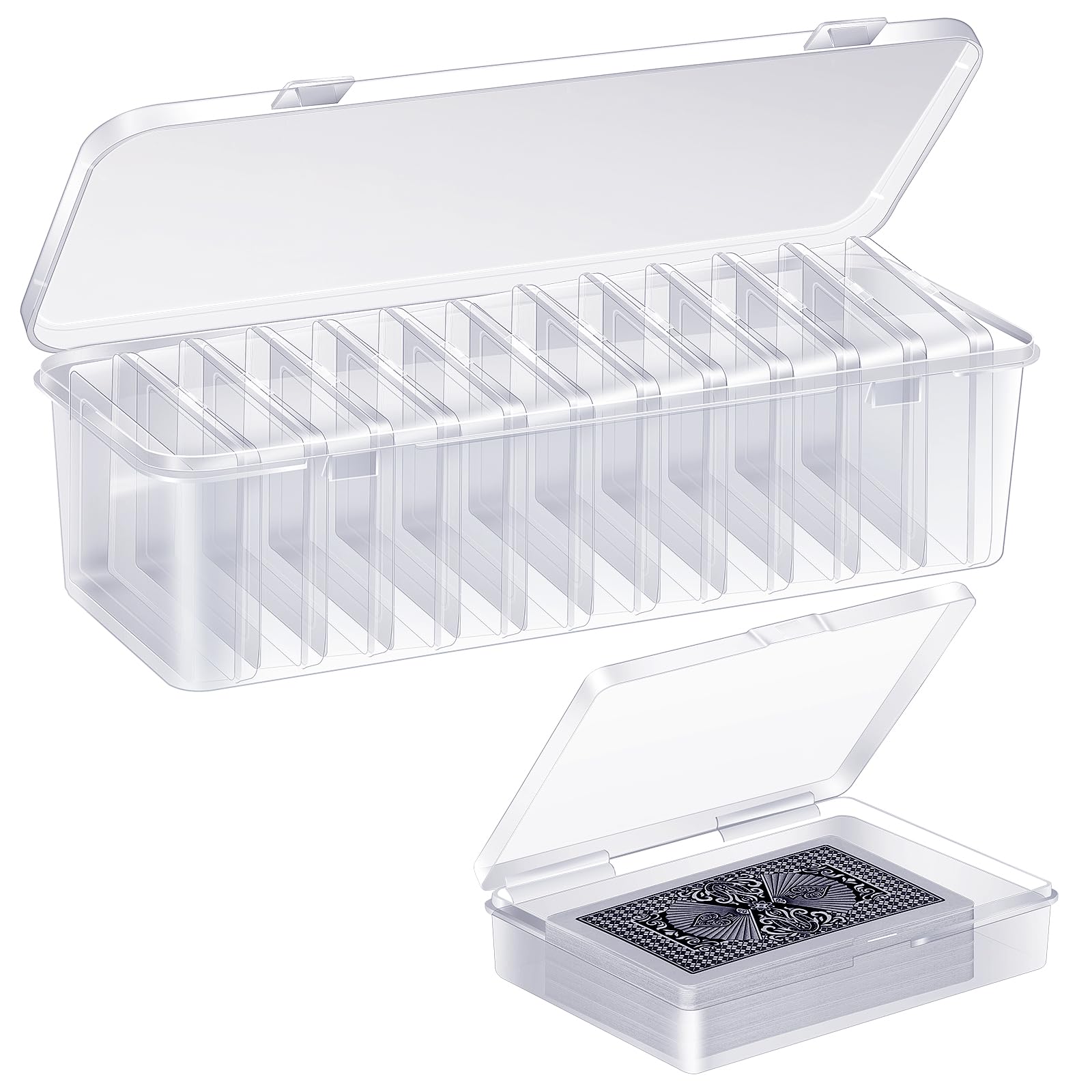 Photo 1 of 12 Pcs Playing Card Box, Clear Trading Card Storage Organizer 3.86 x 2.91 x 0.94 Inch Plastic Card Deck Case Snap Closed Holder Storage Organizer for Gaming Cards, Business Card Storage (12)