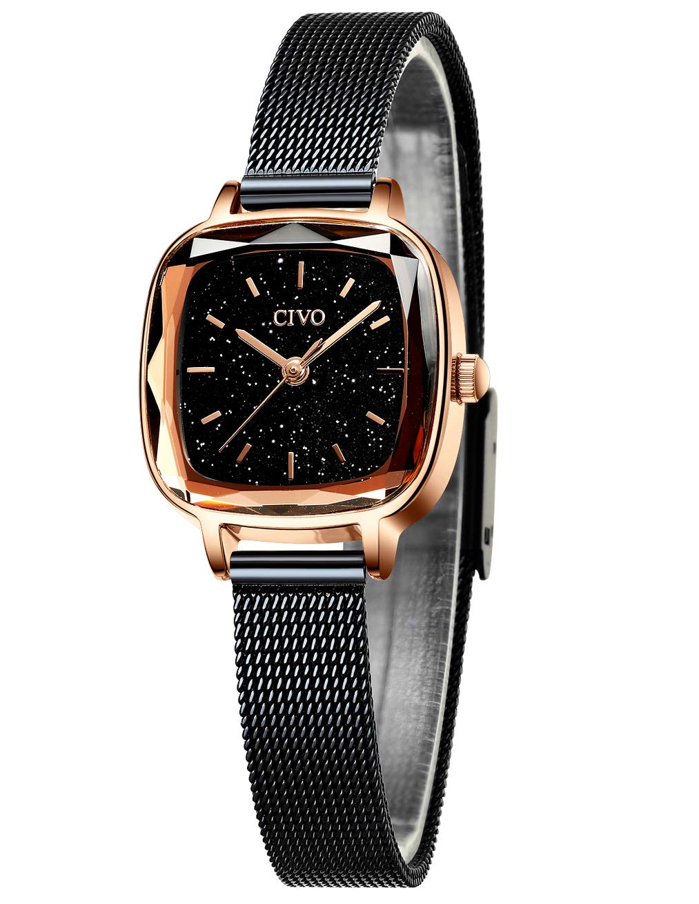 CIVO Womens Watches Stainless Steel Waterproof Rectangle Wrist Watch Designer Simple Elegant Casual Slim Analogue