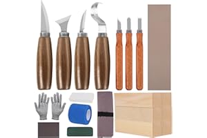 Wood Carving Kit, Wood Carving Tools Set with Wood Carving Knives Detail Knives Blocks Gloves Whittling Kit for Beginners Adu