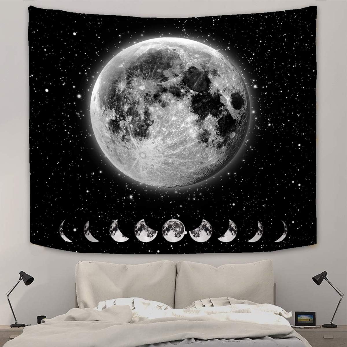 Moon Tapestry Wall Hanging Black and White Tapestries for Men Galaxy Tapestry Thicker Psychedelic Tapestry Wall Art for Living Room Bedroom Dorm Wall Decor Vsco Room Decor(59.1''x78.7'')