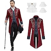 rumnigh Men Medieval Steampunk Tailcoat Jacket Gothic Victorian Frock Coat Uniform Halloween Party Cosplay Gentleman Costumes