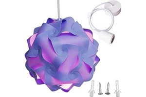 Lightingsky Ceiling Pendant DIY IQ Jigsaw Puzzle Lamp Shade Kit with 40 Inch Hanging Cord (Purple, Large-40cm)
