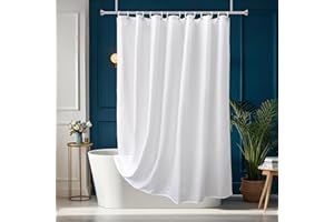 AOOHOME Long Shower Curtain Liner 78 Inches Height-Water-repellent Fabric Shower Curtains Set With 12 Hooks, White Bathroom Curtain Weighted Bottom Machine Washable, Soft Cloth & Hotel Luxury Spa, 72x78