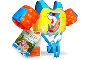 AEOCOO Toddler Swim Vest for 3-5,6,7,8,9 Years Old, Puddle Swim Jumper 20-30-50,60,70 Pounds, Kids Pool Float Jacket with Swimming Arm Floaties - Water Wings for Swimmies, Children, Boys, Girls, niños