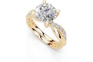 DIAMOND DOMAIN Twisted Style Round Cut Solitaire Lab Grown Diamond Engagement Anniversary Wedding Ring In 14K Gold Platinium for Women (1-5 Ct, F-G Color, VS1-VS2 Clarity) IGI Certified