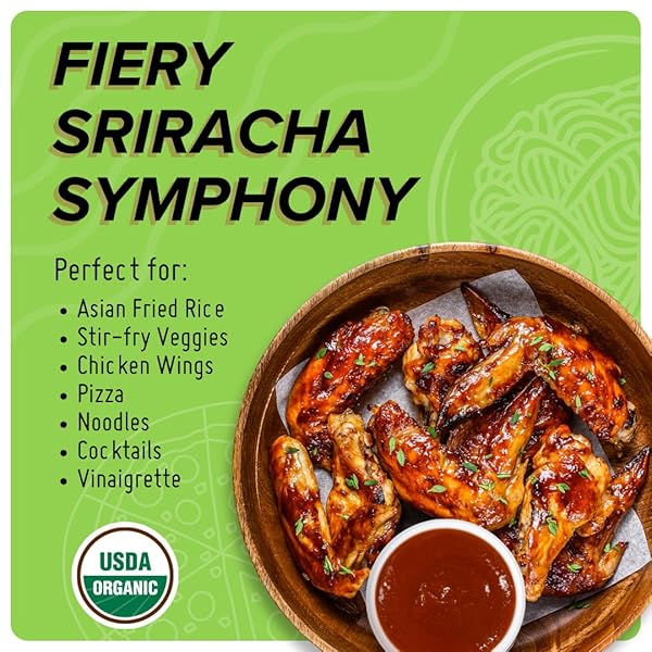 ASIAN ORGANICS SRIRACHA HOT CHILI SAUCE – THAI CHILI SAUCE, USDA ORGANIC, NON-GMO, GLUTEN-FREE, NO MSG – AUTHENTIC SIRACHA SAUCE, 9.47OZ/280ML BOTTLE
