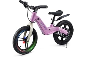 GROWNEER Electric Balance Bike for Kids,12&14-Inch Tires,Ages 3–8,Lightweight Magnesium Alloy Frame,3 Speed Settings Light-up Front Tire & Adjustable Seat, Electric Bike for Kids