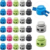 30 PCS Heavy Duty Double Hole Cord Locks for Drawstring, Spring Toggle Stoppers for No Tie Shoelaces Paracord Hoodies Pants