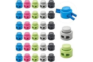 COOWAYZE 30 PCS Heavy Duty Double Hole Cord Locks for Drawstring, Spring Toggle Stoppers for No Tie Shoelaces Paracord Hoodies Pants
