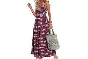 Femfady Women's Summer A Line Tiered Beach Vacation Sun Casual Flowy Long Maxi Dress