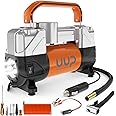 UUP Tire Inflator Air Compressor, 150PSI 12V DC Double Cylinders Heavy Duty Portable Air Pump w/Emergency LED Light for Truck, SUV, Car, RV