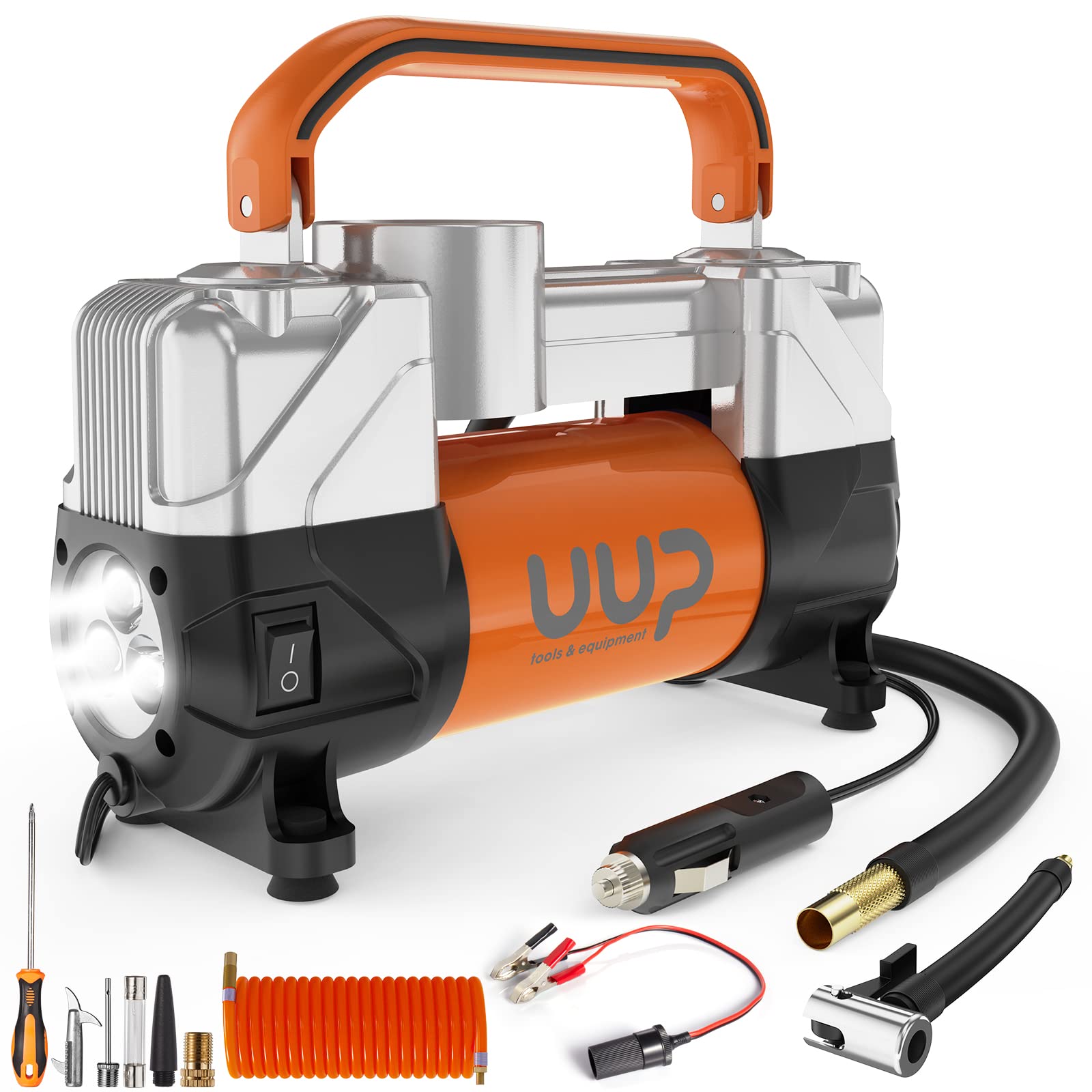 Photo 1 of UUP Tire Inflator Air Compressor, 150PSI 12V DC Double Cylinders Heavy Duty Portable Air Pump w/Emergency LED Light for Truck, SUV, Car, RV