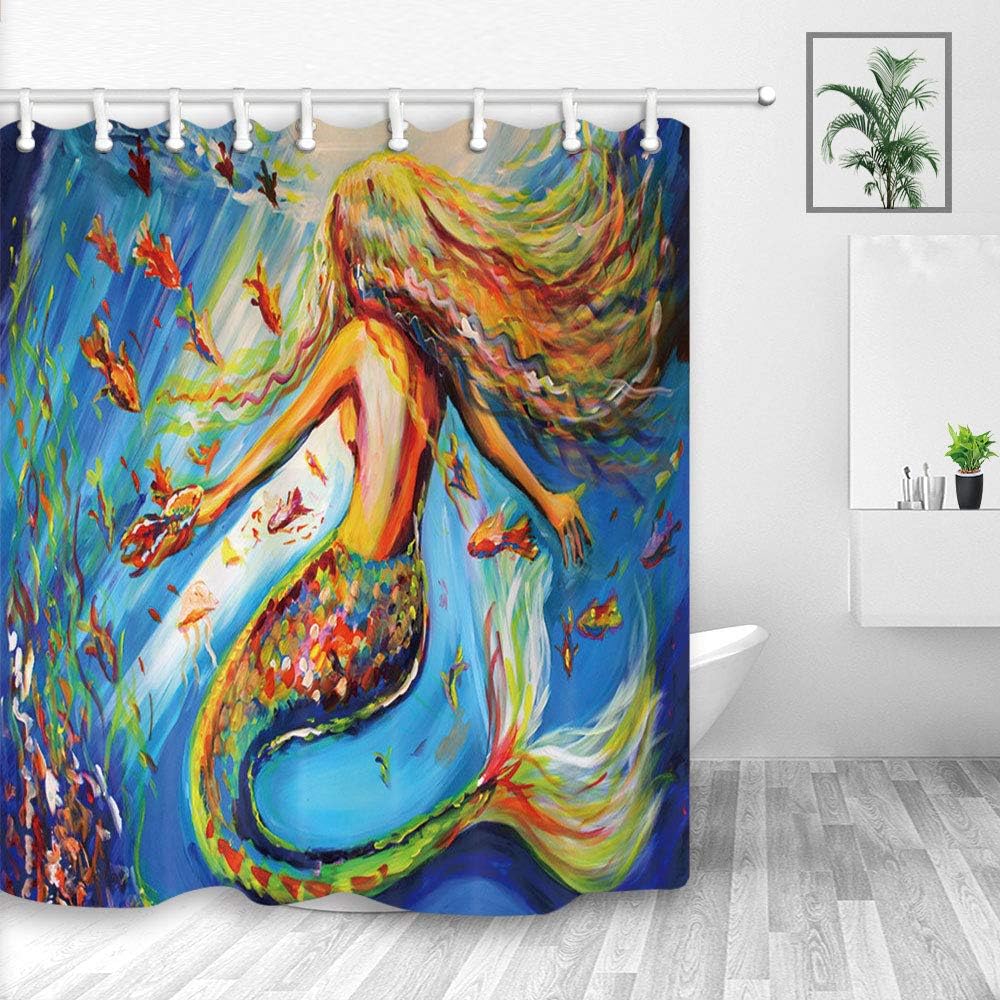 Amazon Com Nymb Painting Ocean Mermaid Shower Curtains Fantasy