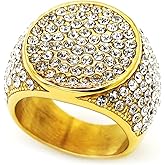 MIVEIVIA ICED OUT Ring for men Wedding Rings for Men Round Circle Stainless Steel ring Hip Hop ring Radiant Rings Bling Iced Out Jewelry Punk Ring Club ring Heavy Metal ring Party