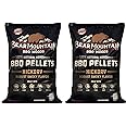 Bear Mountain FB14 Premium All Natural Low Moisture Hardwood Smoky Hickory BBQ Smoker Pellets for Outdoor Grilling, 40 Pound Bag (2 Pack)