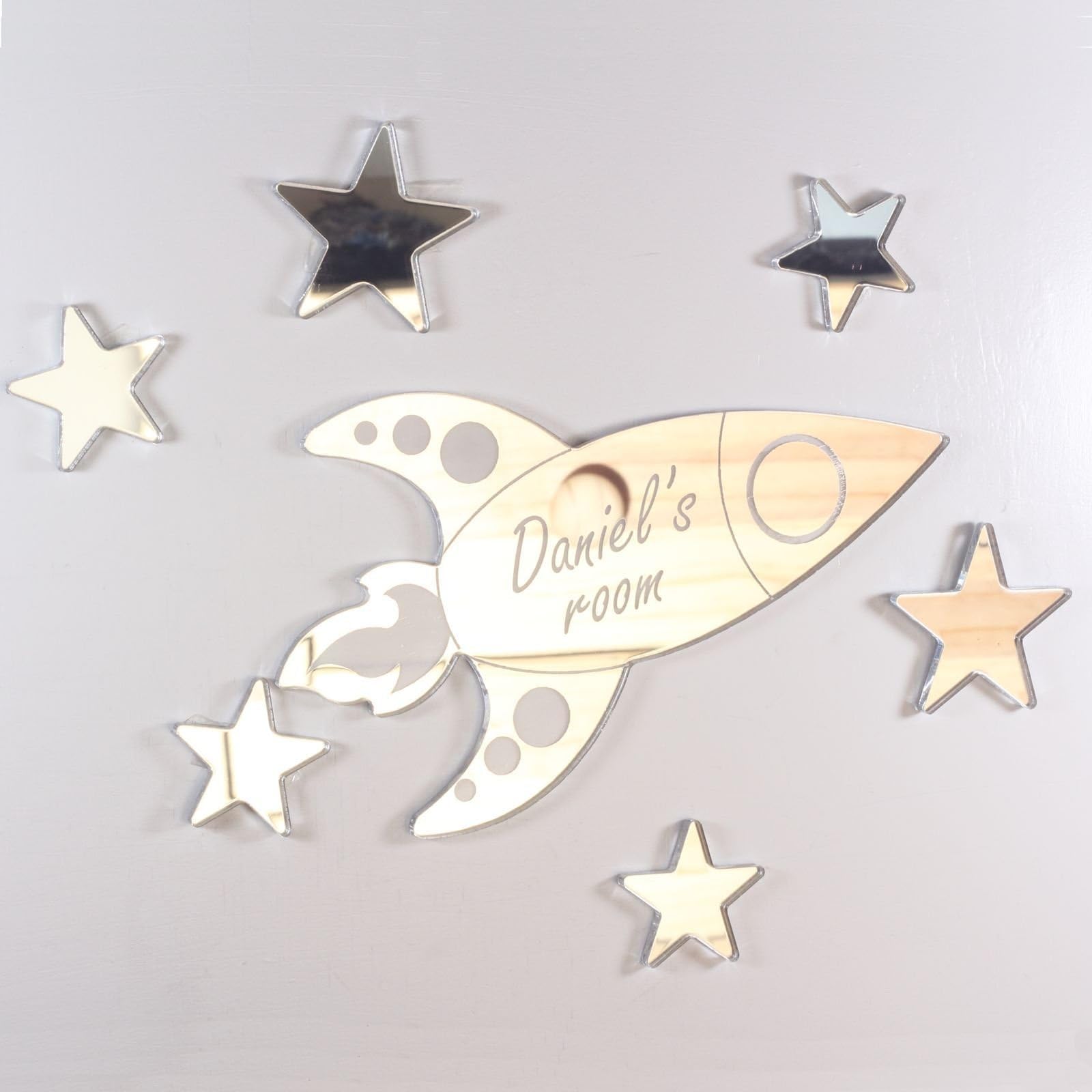 Laserables Rocket Mirror Set Personalised Door Name Plaque
