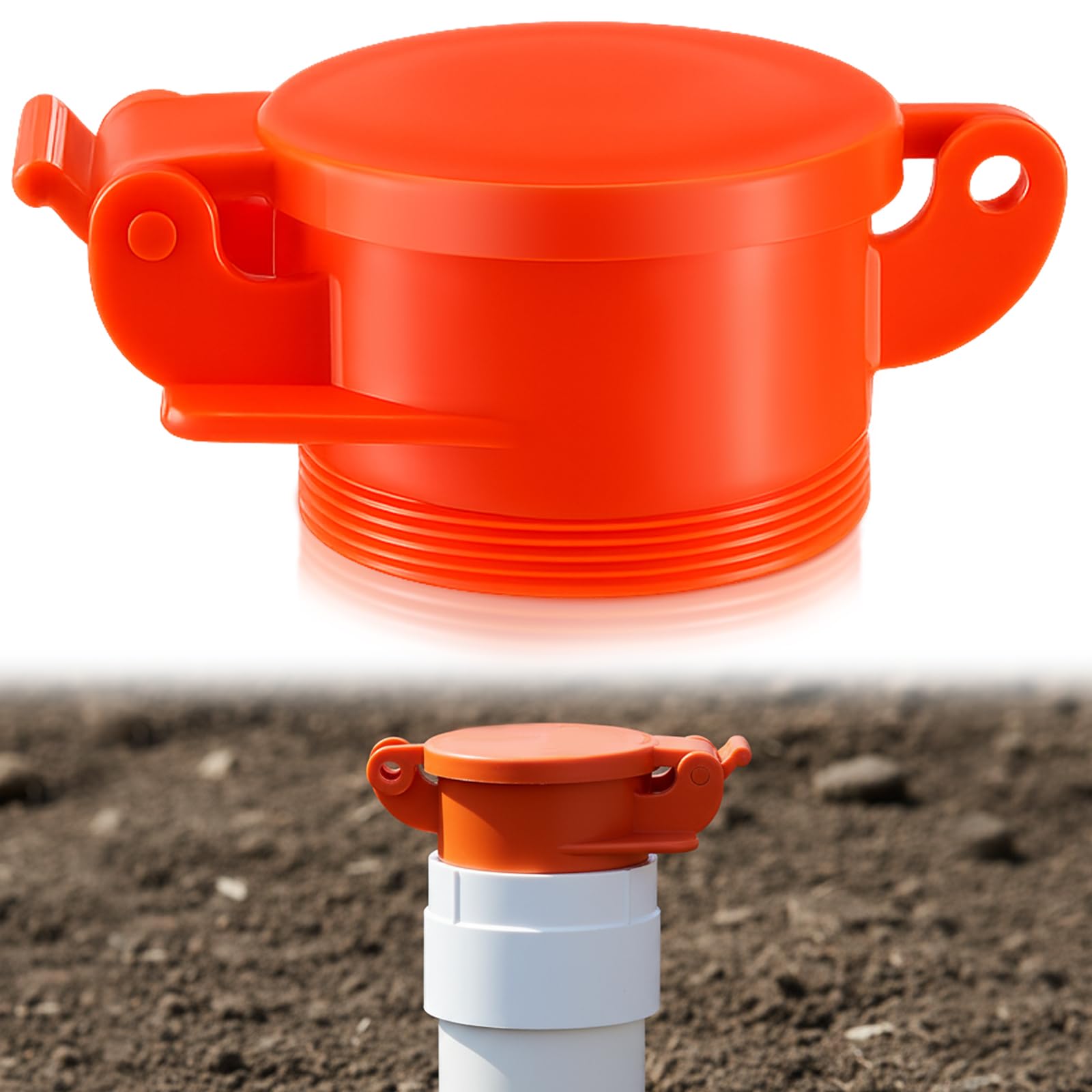 Photo 1 of Sacubee 4" Orange Sewer Cap for RV Sites/Campgrounds Odorless Male Sewer Cap Easily Threads into Standard Threaded PVC Collar Exterior Accessories for Trailers, Campers, and Motorhomes