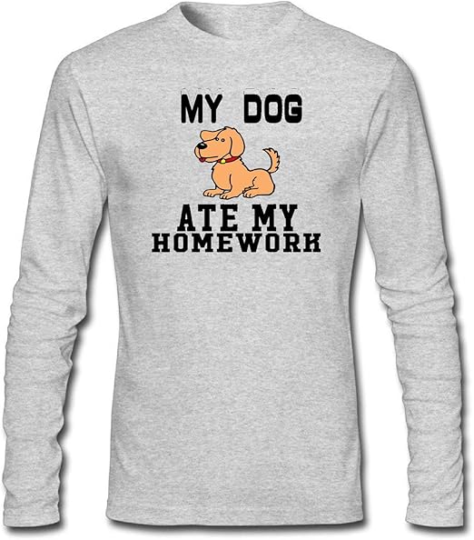 Men's My Dog Ate My Homework Long Sleeve TShirt Amazon.co.uk Clothing