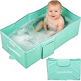 CAPAKIDDO Collapsible Baby Bathtub, Portable Foldable Toddler Bath Tub with Drain Plug, Space-Saving & Easy to Clean, Suitabl