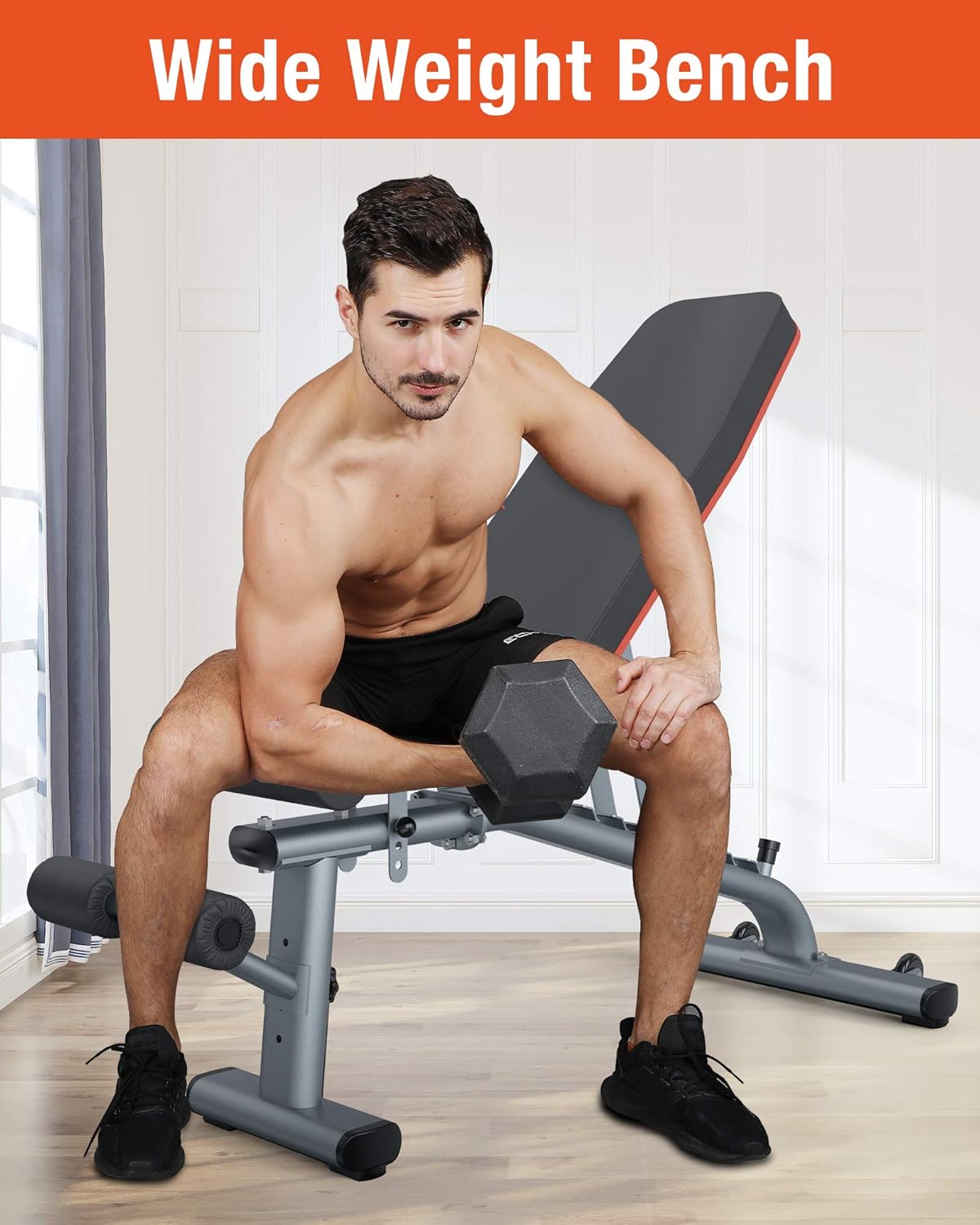 KingStone Weight Bench, Adjustable Weight Bench Strength Training Workout Bench Incline Decline Flat Bench Gray : Sports & Outdoors