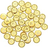 HARFINGTON 50pcs 24L Plastic Sewing Buttons 15mm 5/8" 4-Hole Round Replacement Craft Button for Coats Sewing Clothing and DIY, Gold