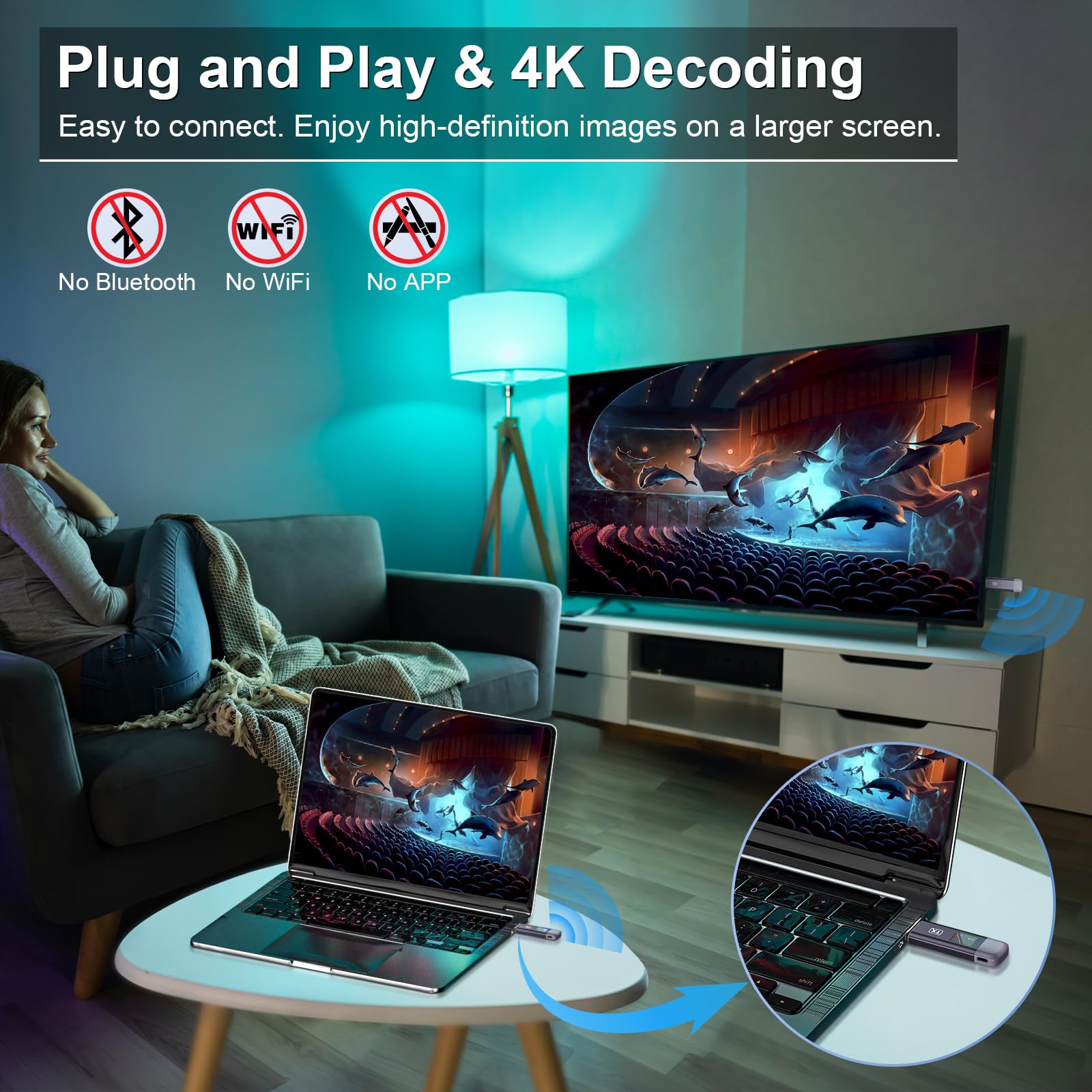TTQ Wireless HDMI Transmitter and Receiver, TTQ Wireless HDMI Extender 4K Supported, Metal Housing, LED Display, 100FT Range, 2.4G&5G, for PC/Laptop/Camera/HDTV/Projector/TV Box