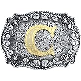 HUABOLA CALYN Belt Buckle Men, Western Cowboy Rodeo Small Alphabet Letter ABCDMRJ to Z Initial Belt Buckles for Women