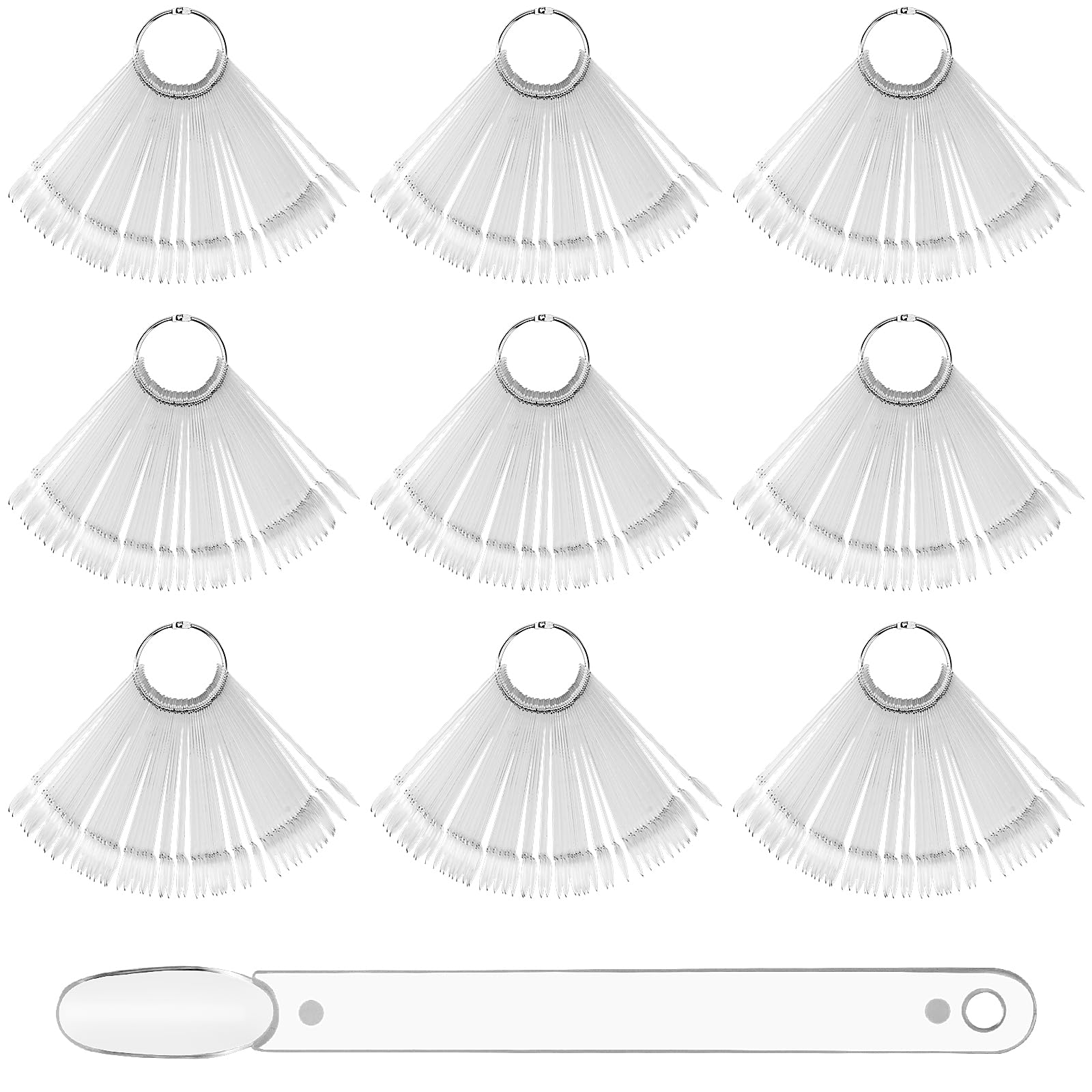 HEIYUET Pack of 450 Nail Art Tips Ring Stick, Nail Polish Display Ring, Nail Polish Colour Card, Transparent Nail Tips Display, Nail Art Display Presentation for Practice DIY Nail Art Design