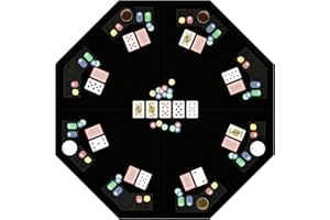 48 Inch Foldable Poker Table Top for 8 Players, Octagon Poker Table Topper with Chips Tray & Cup Holders, Professional Texas 
