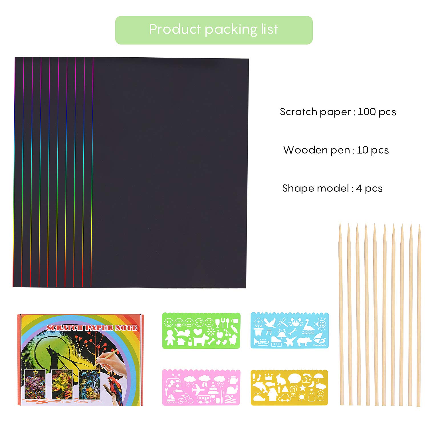 HellDoler Scratch Art,100 Sheets Scratch Paper Scratch Notebook Rainbow