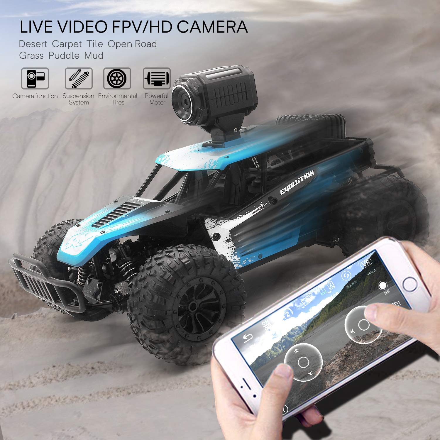 Black Gizmo Remote Control Car with HD Camera High Speed Off Road