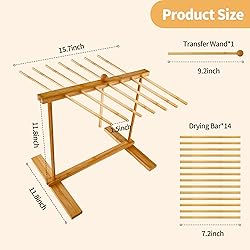 Mozphae Bamboo-Pasta-Drying-Rack with Transfer Wand