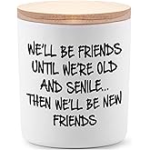 BFJLIFE Best Friend Birthday Gifts for Women Bestie Christmas Friendship Gifts for Women Friends Female Novelty Unique Lavender Scented Soy Candles We'll Be Friends Until We're Old and Senile